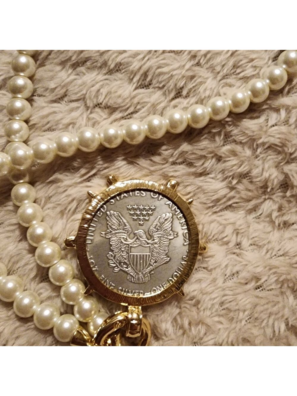 Pearl and Pendant Moon Necklace Classic - Picture 4 of 4